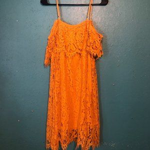 Yellow Lace Off-The-Shoulder Dress